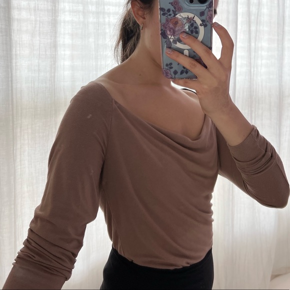 Abercrombie & Fitch - Soft Brown Cowl Neck Bodysuit - Picture 4 of 7